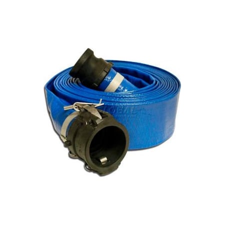 Apache 1-1/2" x 25' PVC Lay Flat Discharge Hose Coupled w/ C x E Poly Cam & Groove Fittings 98138011